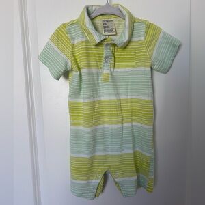 Striped Green and Yellow Baby Romper